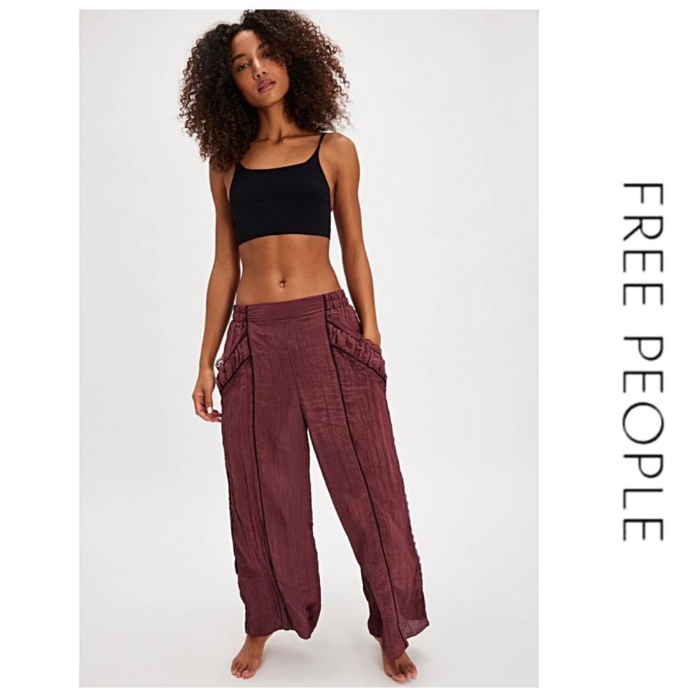 🚩NWT’S-$98 FREE PEOPLE Pretty Please Pants L Soft/Relaxed Pull-On High-Rise